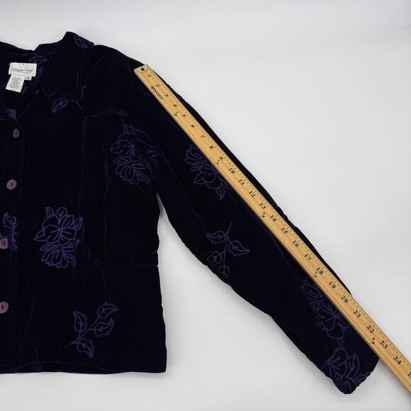 COLDWATER CREEK Purple Velvet Shacket Size M Embroidery Whimsygoth Jacket Velour - Picture 8 of 8